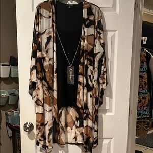 Michelle Abstract Print Cardigan - Black, Brown, Cream